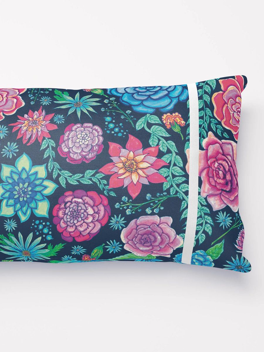 Monique Faella Designs™ | All-Over Print Pillow | Classic Comfort | Machine-Washable | Hidden Zipper | 100% Polyester | Bold Florals on Dark Blue product image (3)