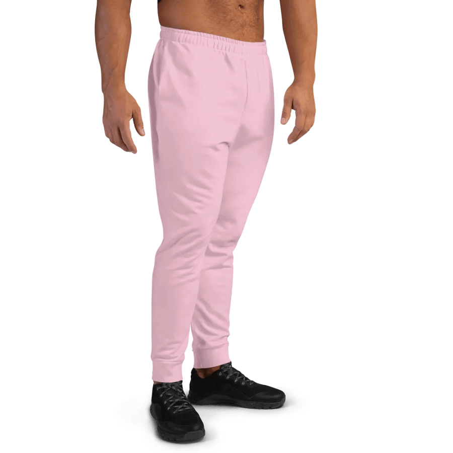 Plain Light Pink Soft Summer Recycled Polyester Premium Men's Joggers by Treasure Pie product image (8)