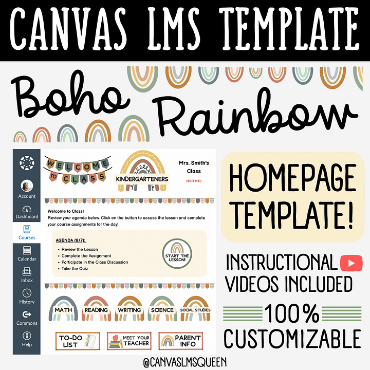 Canvas LMS Template - COURSE BUNDLE - Boho Rainbow - 100% Customizable product image (2)