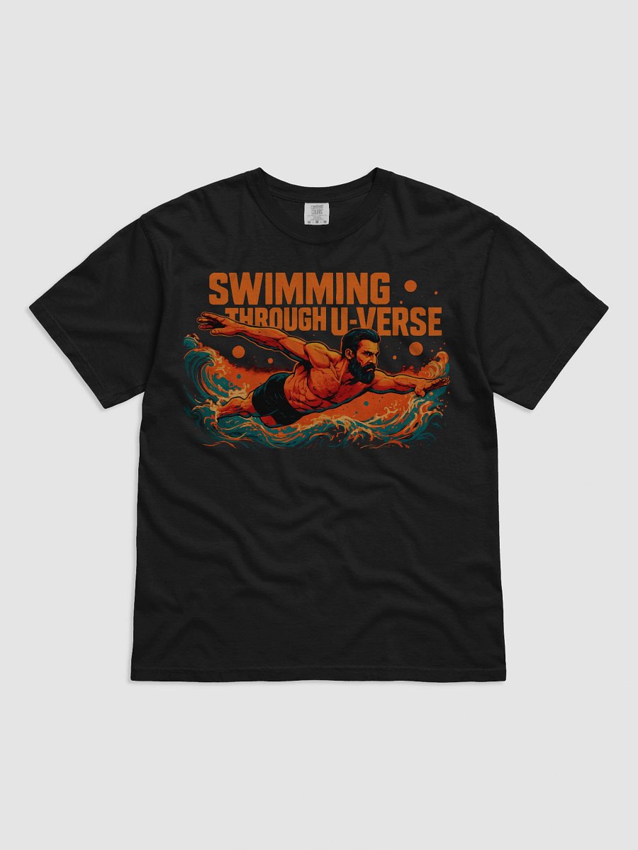 Orange-Hued Cosmic Journey: 'Swimming Through U-Verse T-Shirt product image (3)