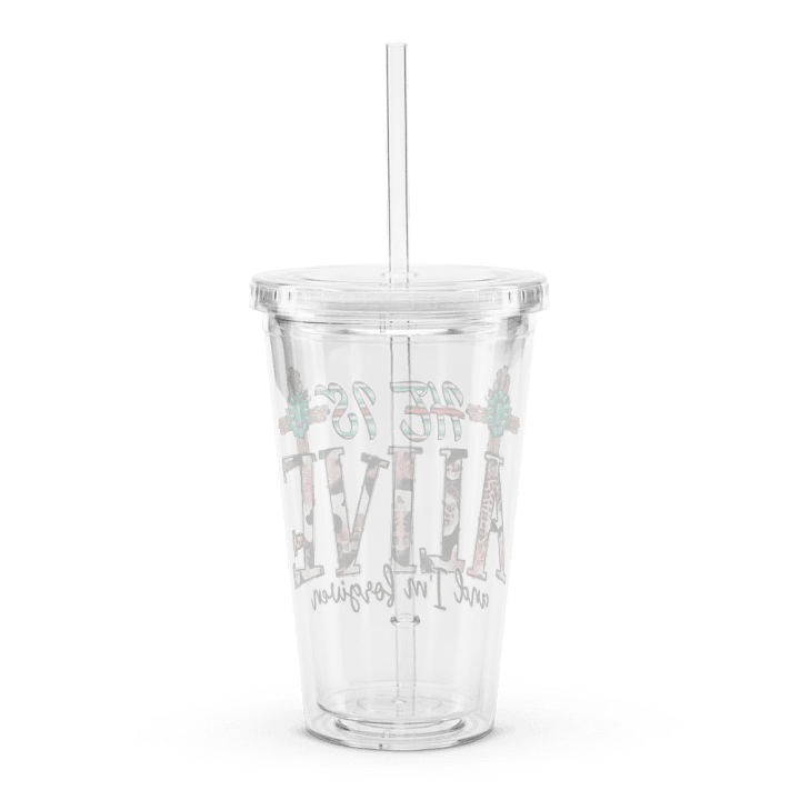 He Is Alive & I'm Forgiven - Double Wall Clear Plastic Tumbler product image (2)
