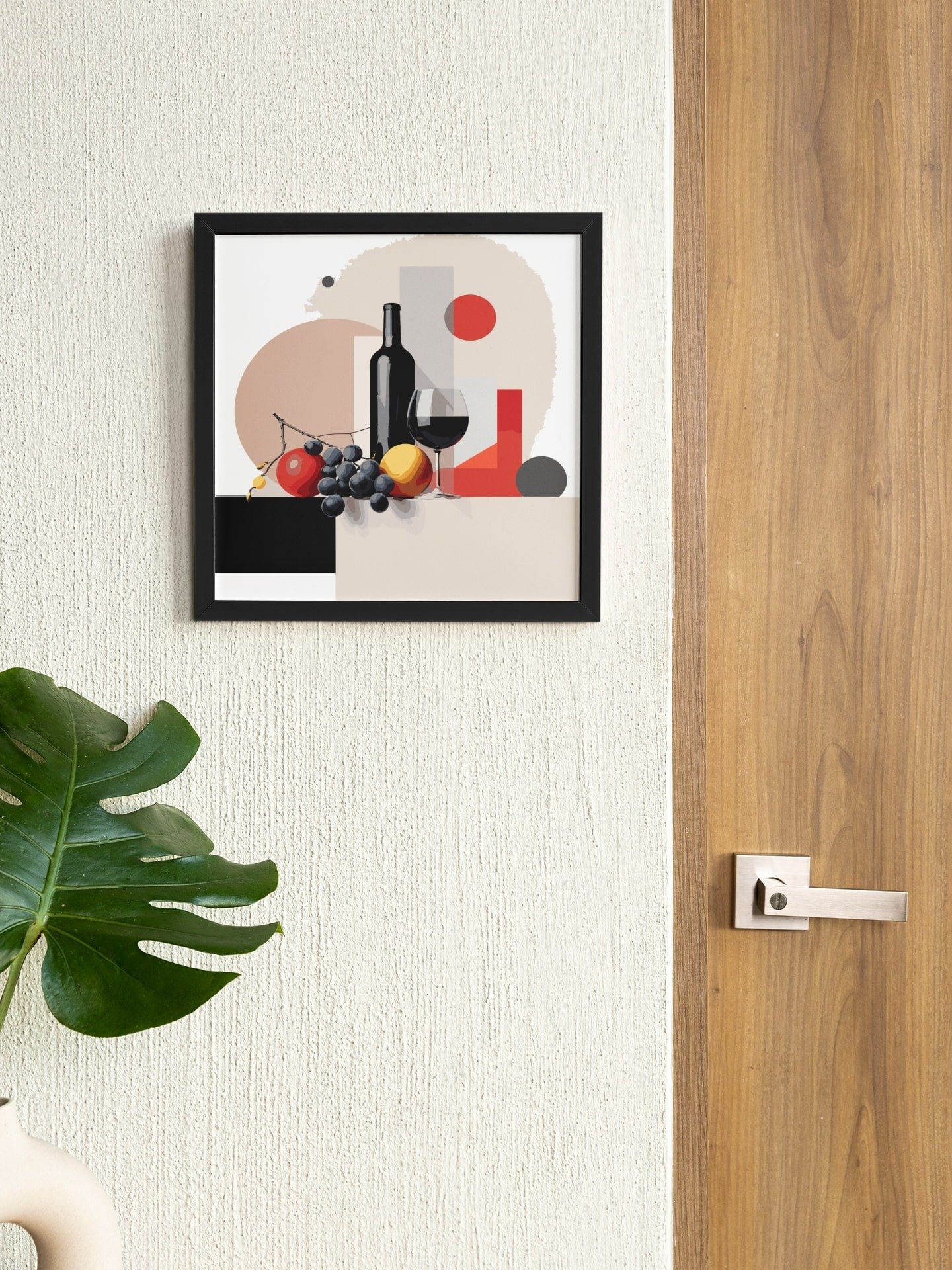 Stylish Wine and Grapes Poster, Modern Kitchen Wall Art, Geometric Abstract Still Life, Chic Dining Room Decor, Wine Lovers Gift Idea product image (2)