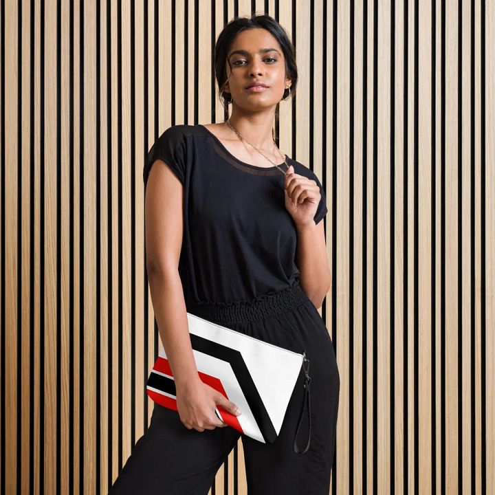 Black/White/Red Bent Color Lines Crossbody Bag product image (2)