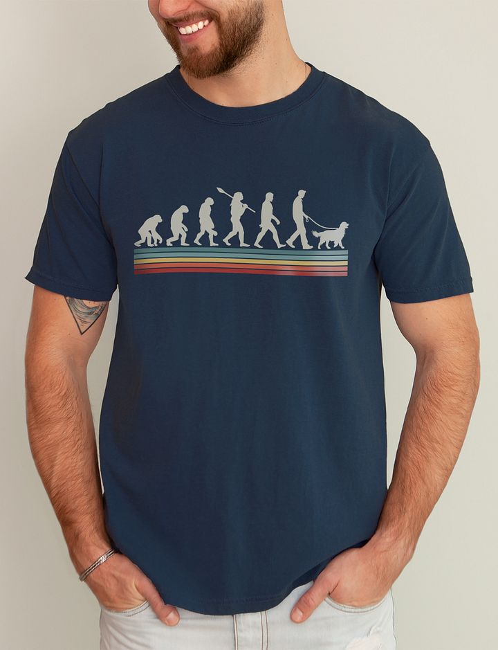 The Evolution of a Dog Lover T-Shirt with a Golden Retriever | Funny Retro T-Shirt for Golden Retriever Paw-rents product image (11)