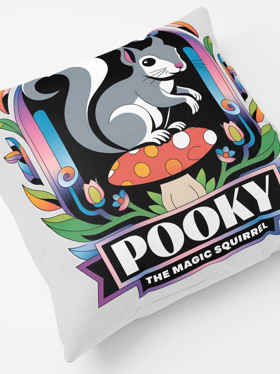 Comfy Pillow: Pooky The magic squirrel. pooky on a mushroom product image (7)