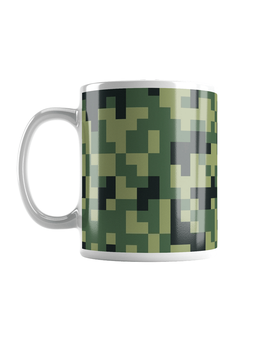 Military Green Camouflage Pixels Camo Pattern White Glossy Coffee Mug product image (6)