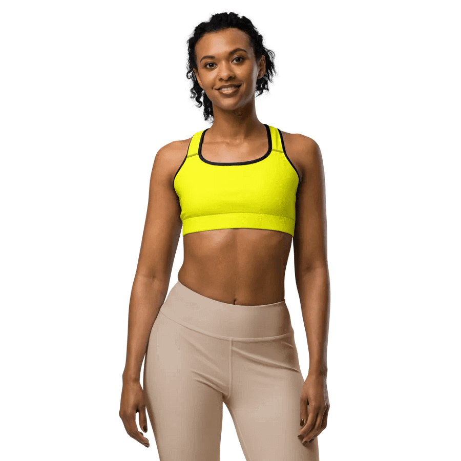 Plain Color Yellow Sports Bra product image (3)
