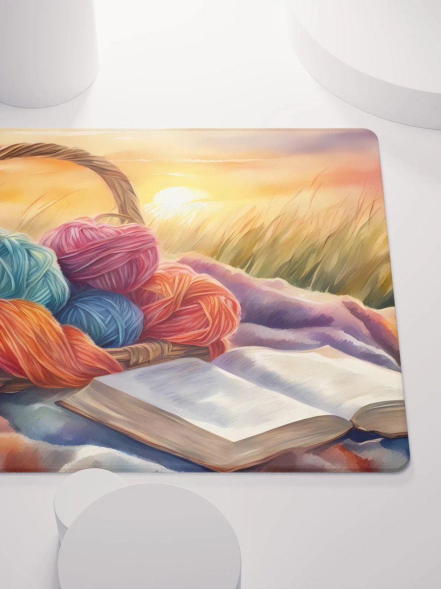 Yarn Basket with a Book at Sunrise, Gaming Mouse Pad, 2 Sizes product image (5)