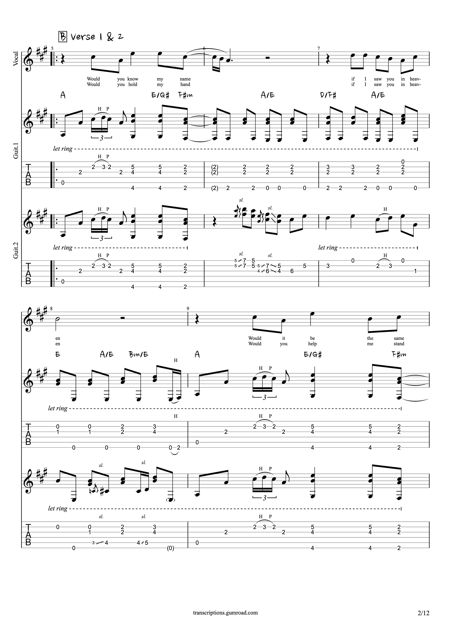 (Transcription PDF) Tears In Heaven - Eric Clapton product image (3)