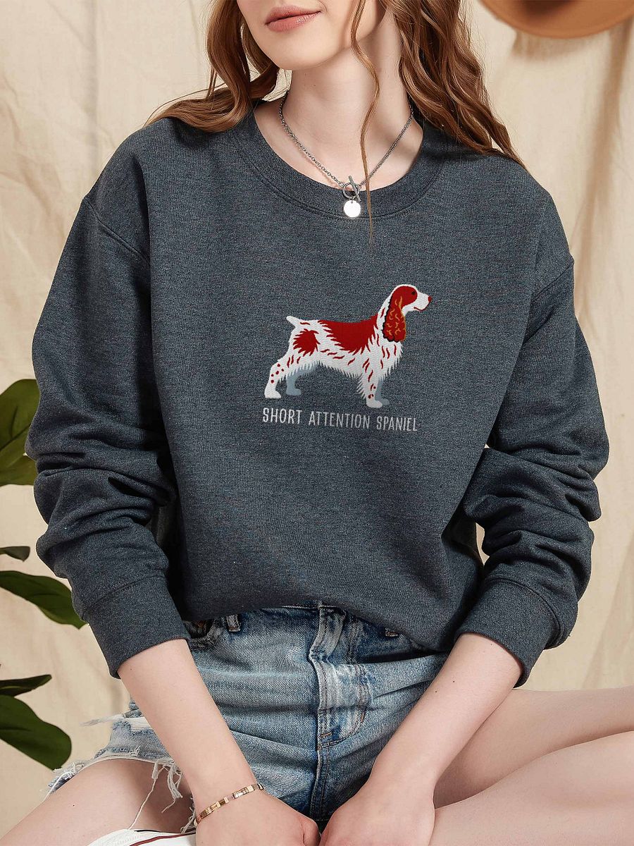 Short Attention Spaniel Sweatshirt (Embroidered) of a Field Spaniel(Liver & White) product image (2)