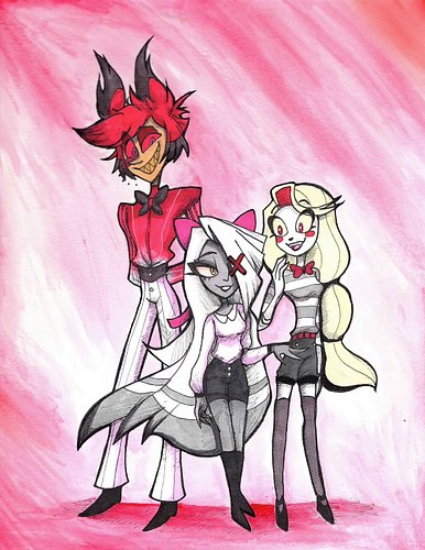 Here's a redraw of one of my favorite drawings by @vivziebizzie !! 
The coloring was done with alcohol markers and the backgr...