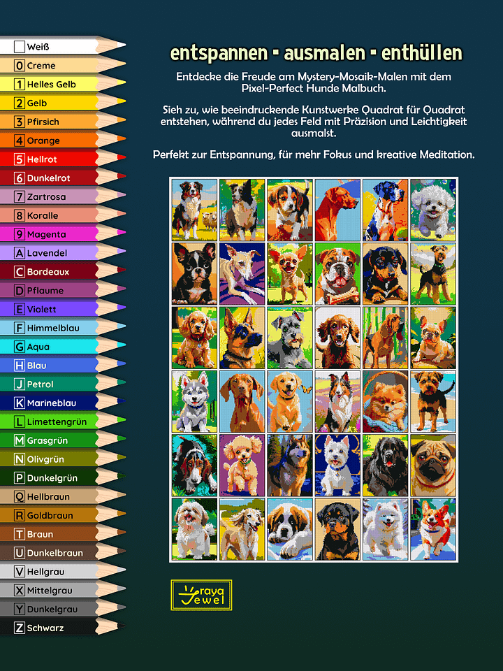 Pixel-Perfect Hunde Pixel Malbuch nach Zahlen - Druckbares PDF product image (2)