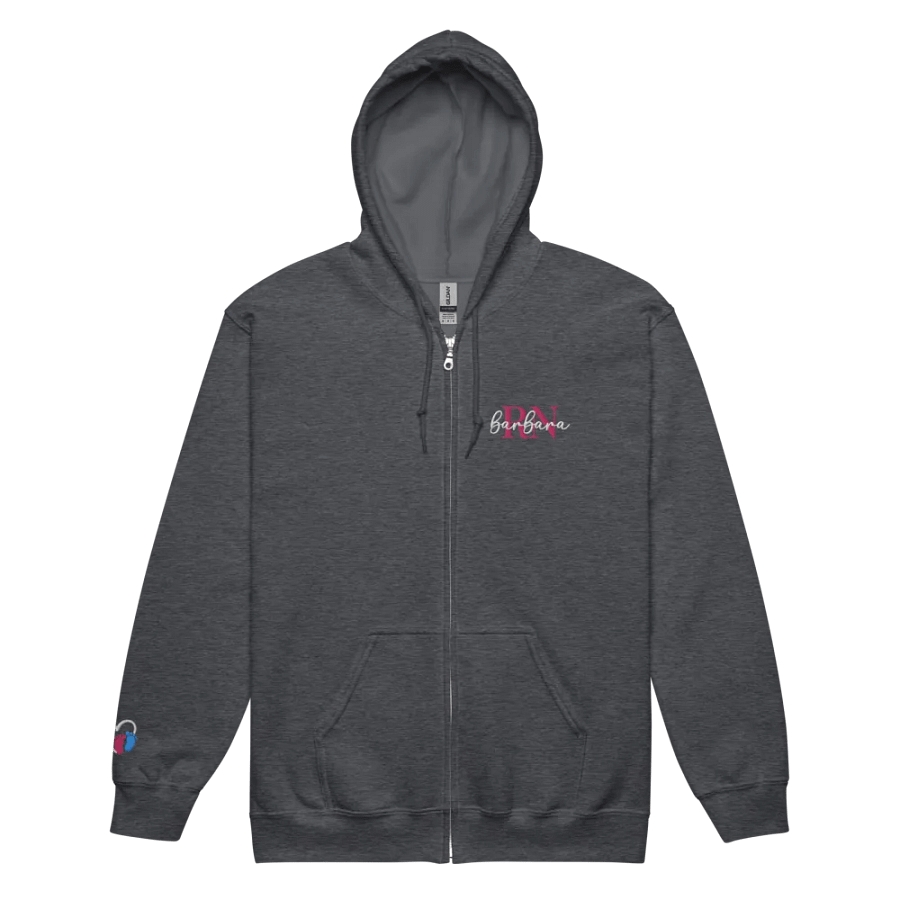 Personalized Embroidered Monogram Hooded Full Zip Jacket. (With Sleeve Element) product image (3)