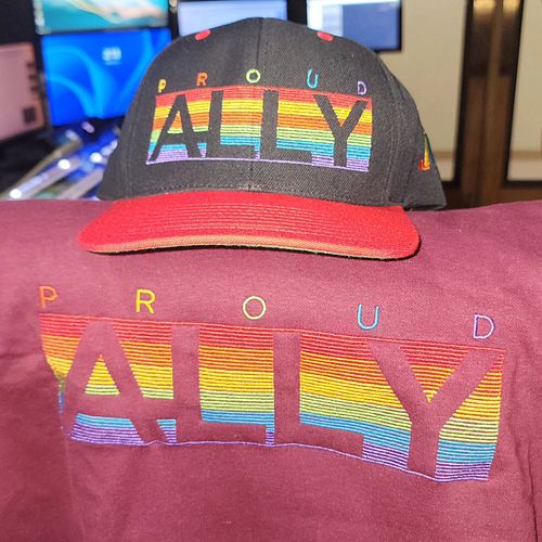 Proud Ally stuff is now shipping!

Pictured are the Premium Embroidered Hoodie and Snapback! Also have the original Proud All...