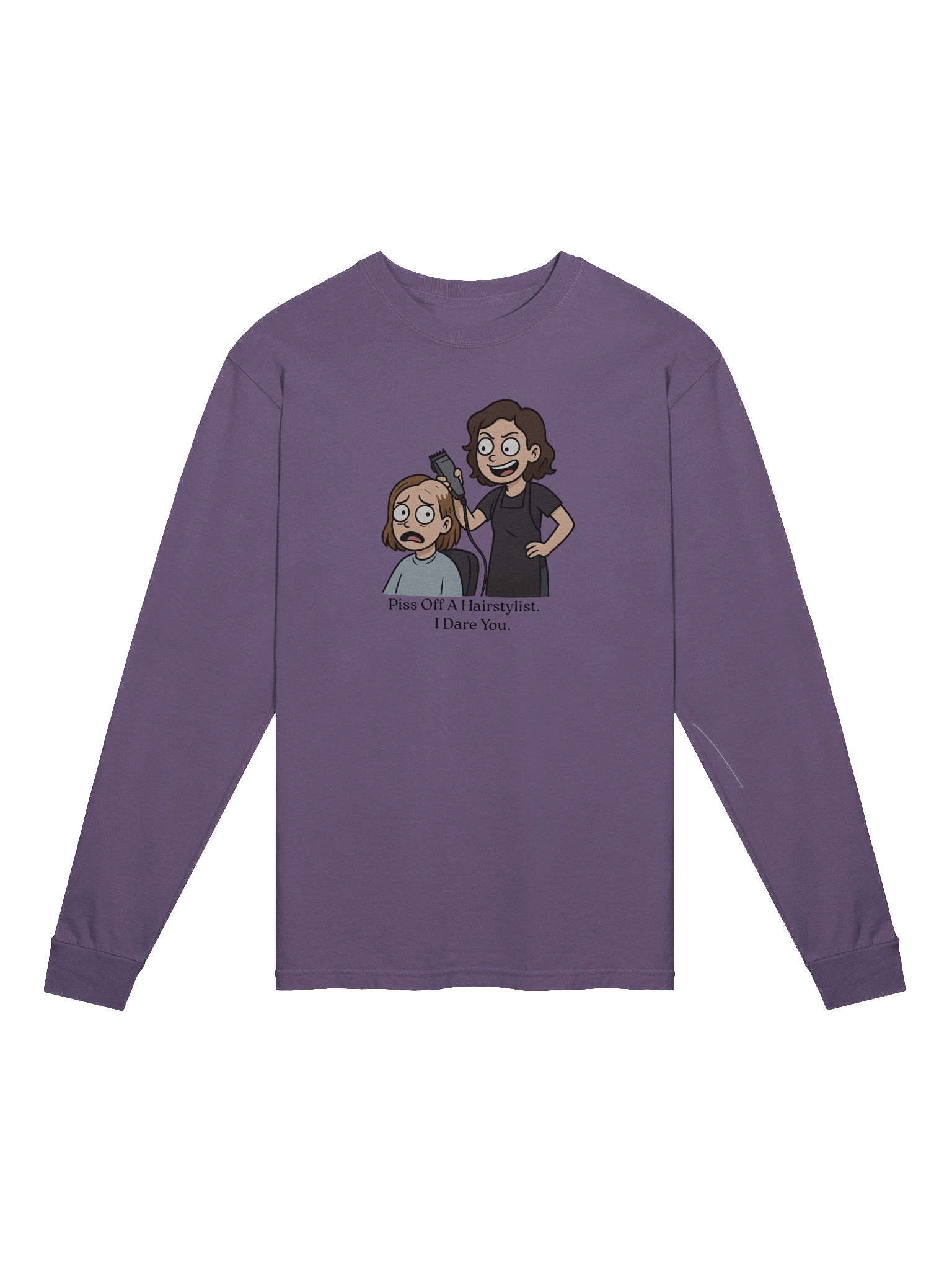 “Piss Off A Hair Stylist. I Dare You.” Funny Stylist Long Sleeve T-Shirt | Sarcastic Hairdresser Long Sleeve Tee product image (3)