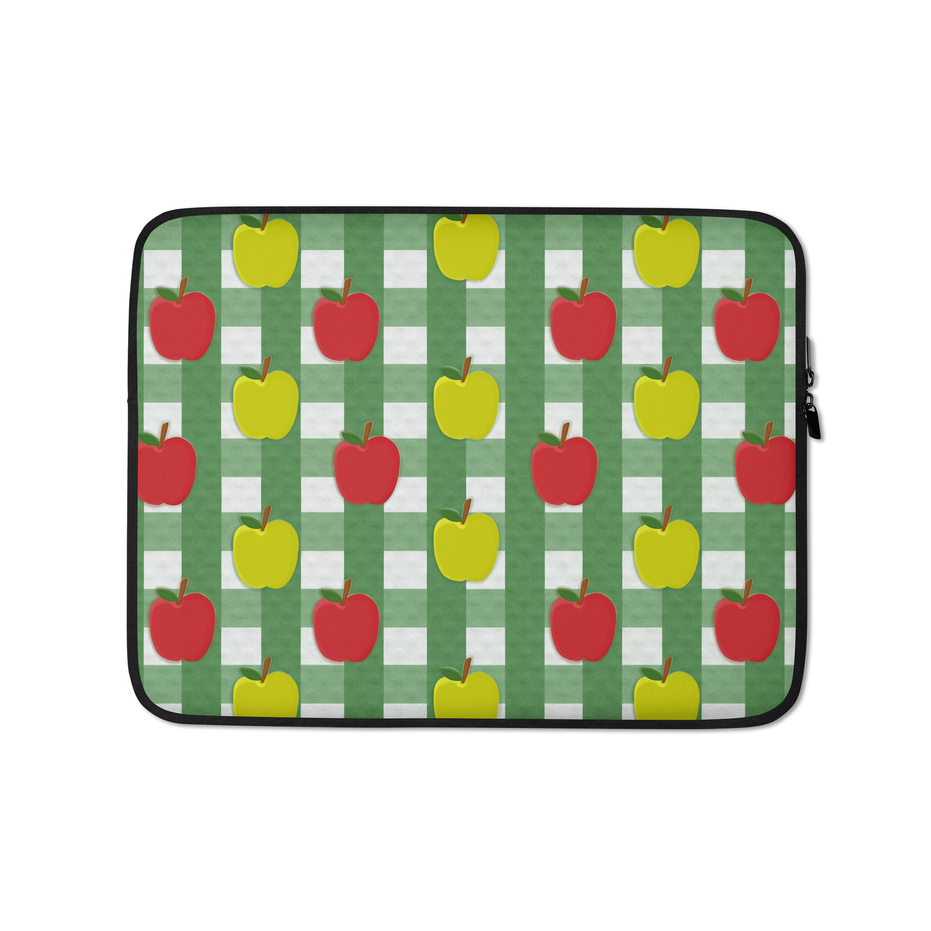 Apple Gingham Pattern in Green Laptop Sleeve product image (1)