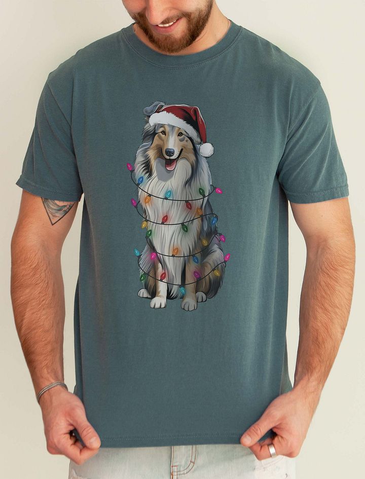 Funny Shetland Sheepdog(Blue Merle) Christmas T-Shirt for Sheltie Paw-rents product image (1)