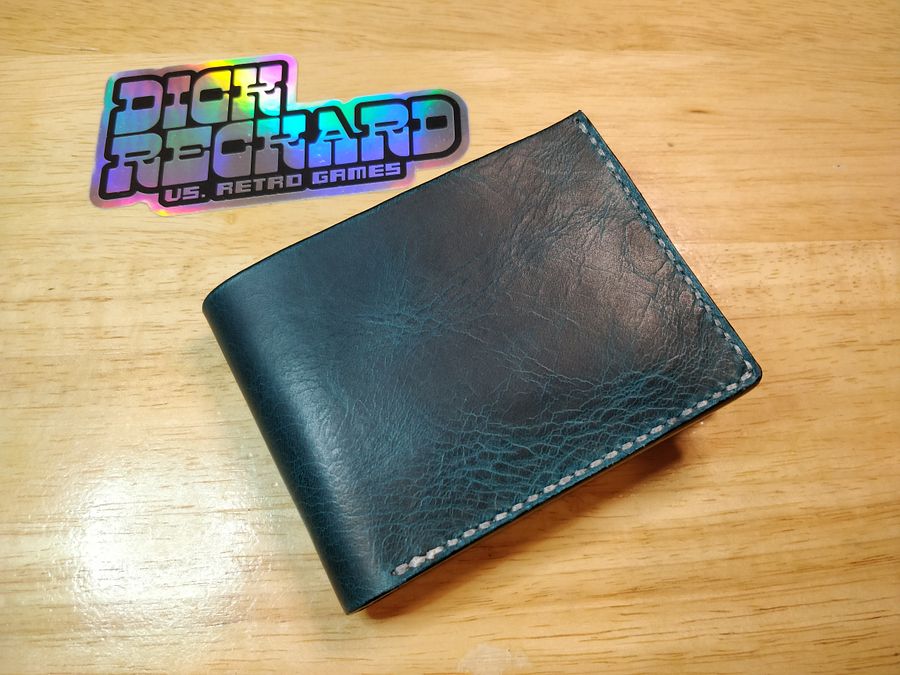 Handmade Billfold Wallet in Full Grain Turquoise Pull-up Leather product image (1)