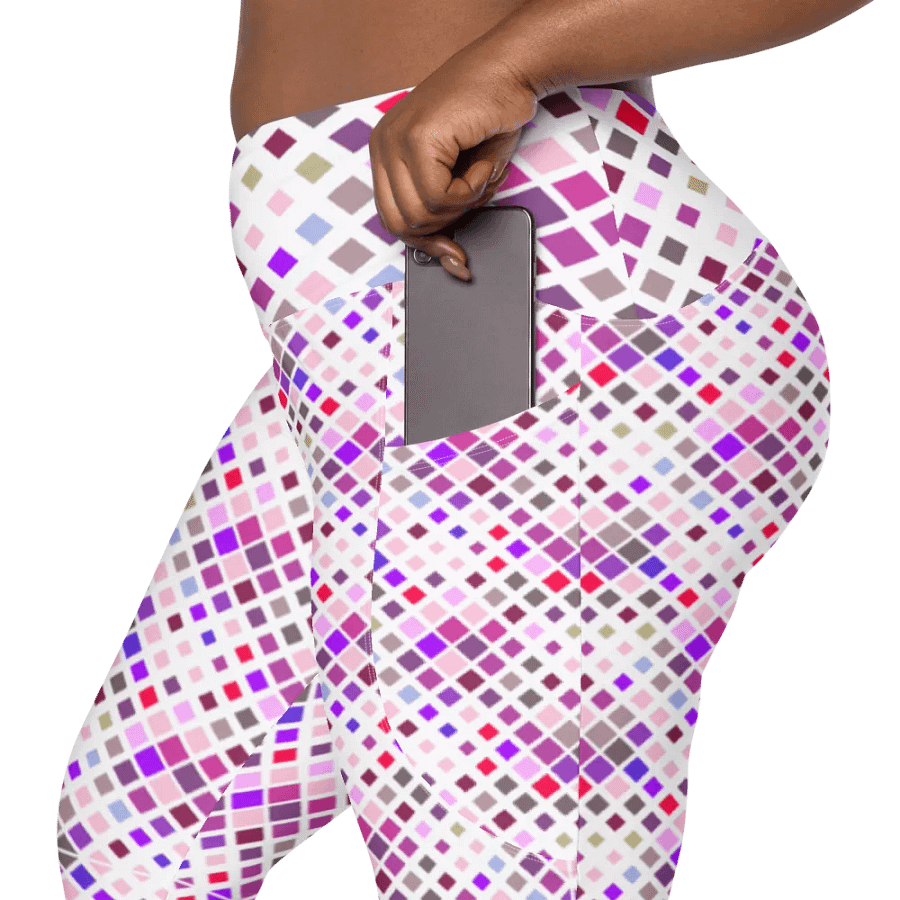 Colorful Square Pattern Design Leggings with Pocket - v2 product image (12)