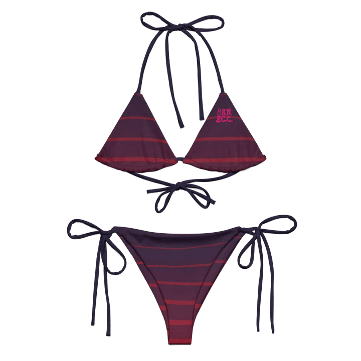 Purple Stripes String Bikini Set – BOURNE to Cape Cod™ | Pink Logos product image (1)