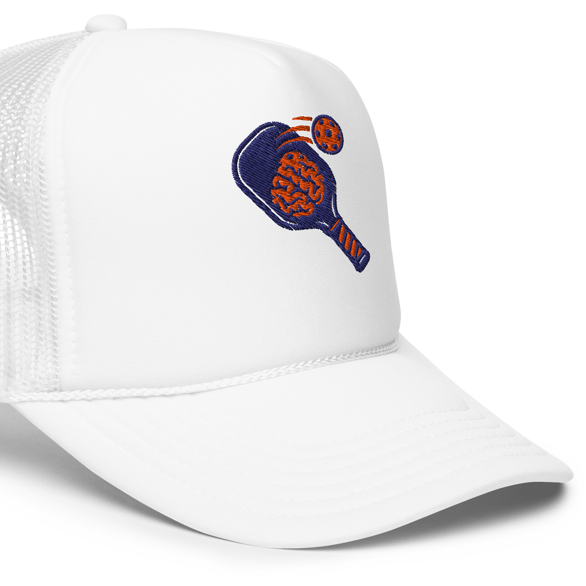 Pickleball Brain Power Hat – White Unisex Adjustable Cap with Paddle & Brain Smash Design product image (5)