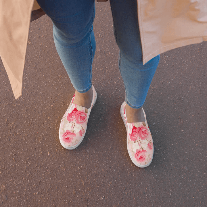 Pink Rose Garden Women's Canvas Shoes product image (2)