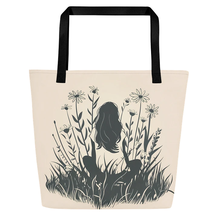 Tote Bag: Girl Who Loves Wildflowers Spring Summer Season Floral Art Style Design product image (1)