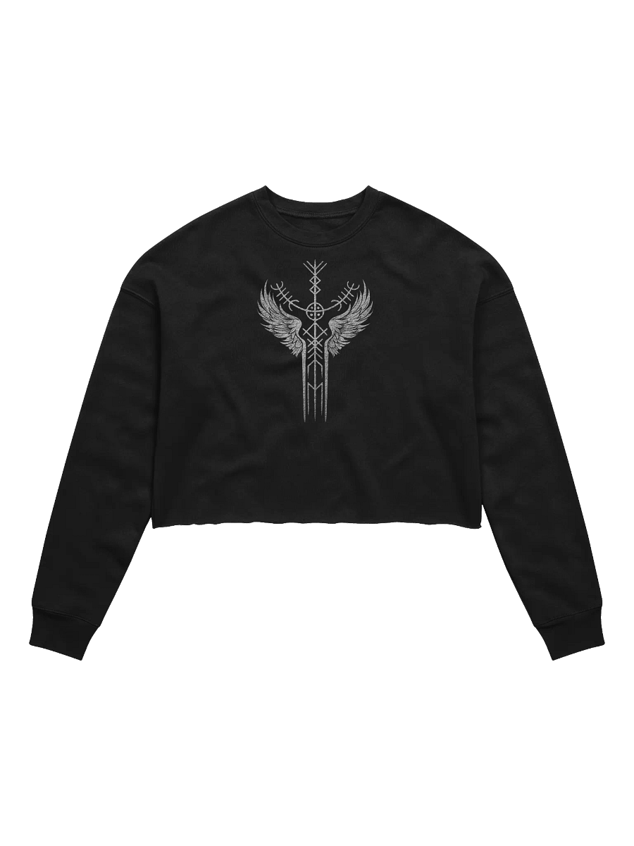 The Valkyrie Stave Women's Fleece Crop Sweatshirt (grunge print) product image (2)