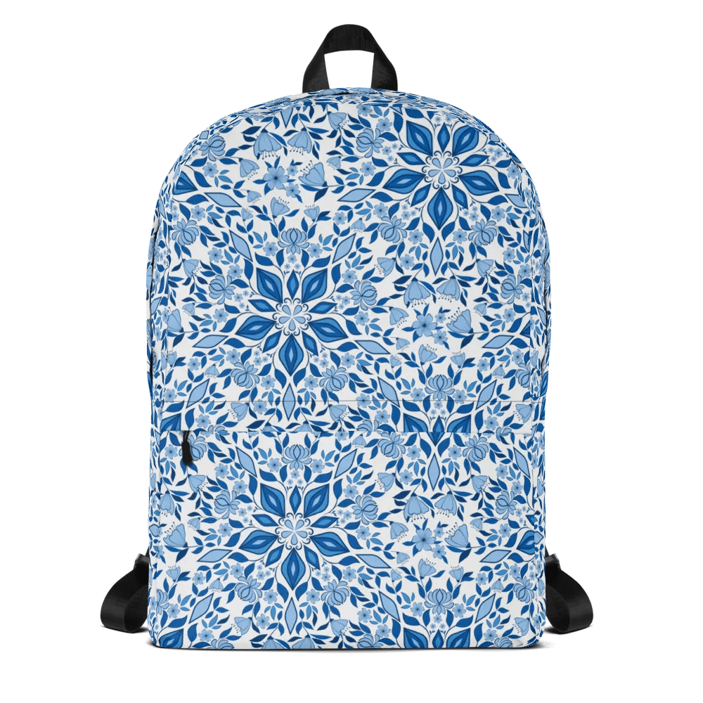 Blue Flower Kaleidoscope Backpack product image (10)