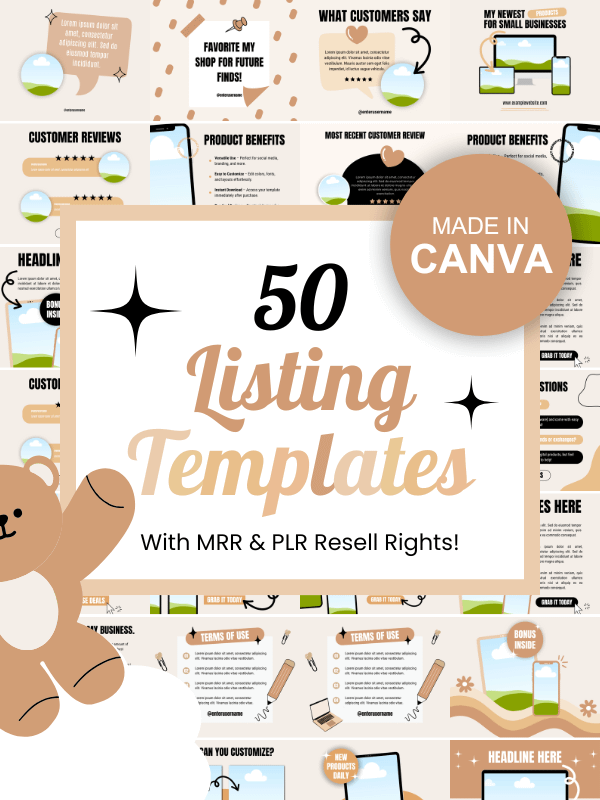 Cute Etsy MRR/PLR Canva Listing Mockups product image (1)