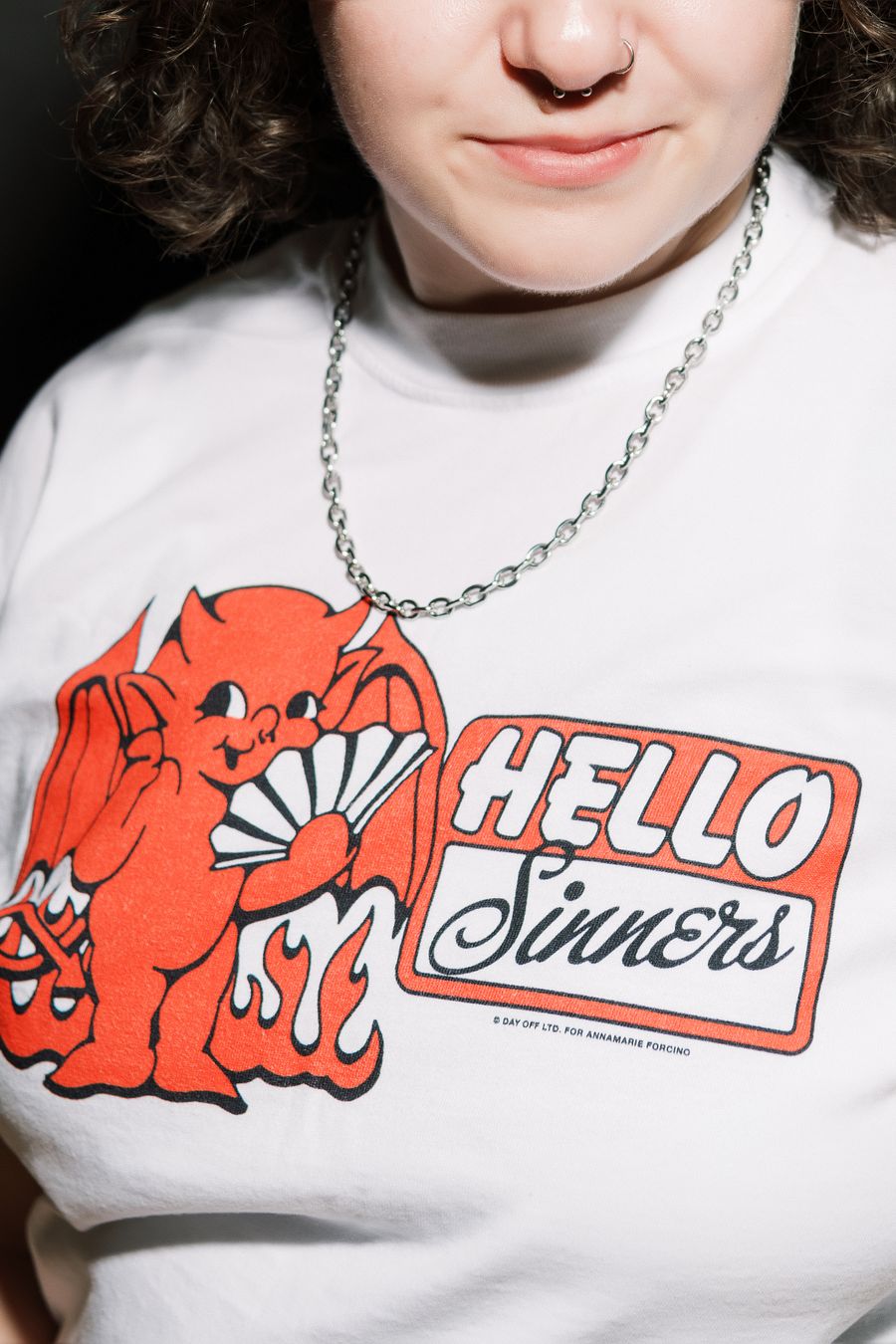 'Hello Sinners' Heavyweight T-Shirt - White product image (2)