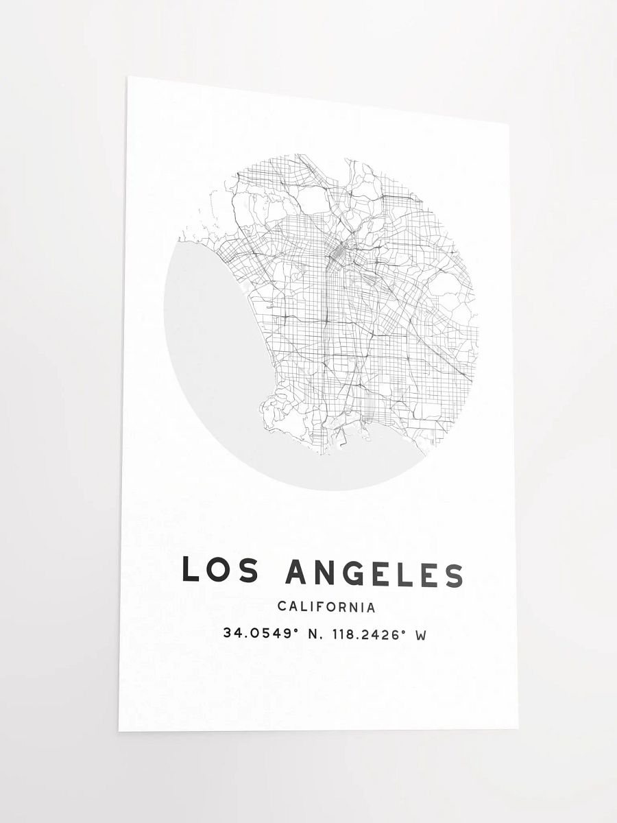 Los Angeles Street Map Poster – White Minimalist Circular City Art product image (5)