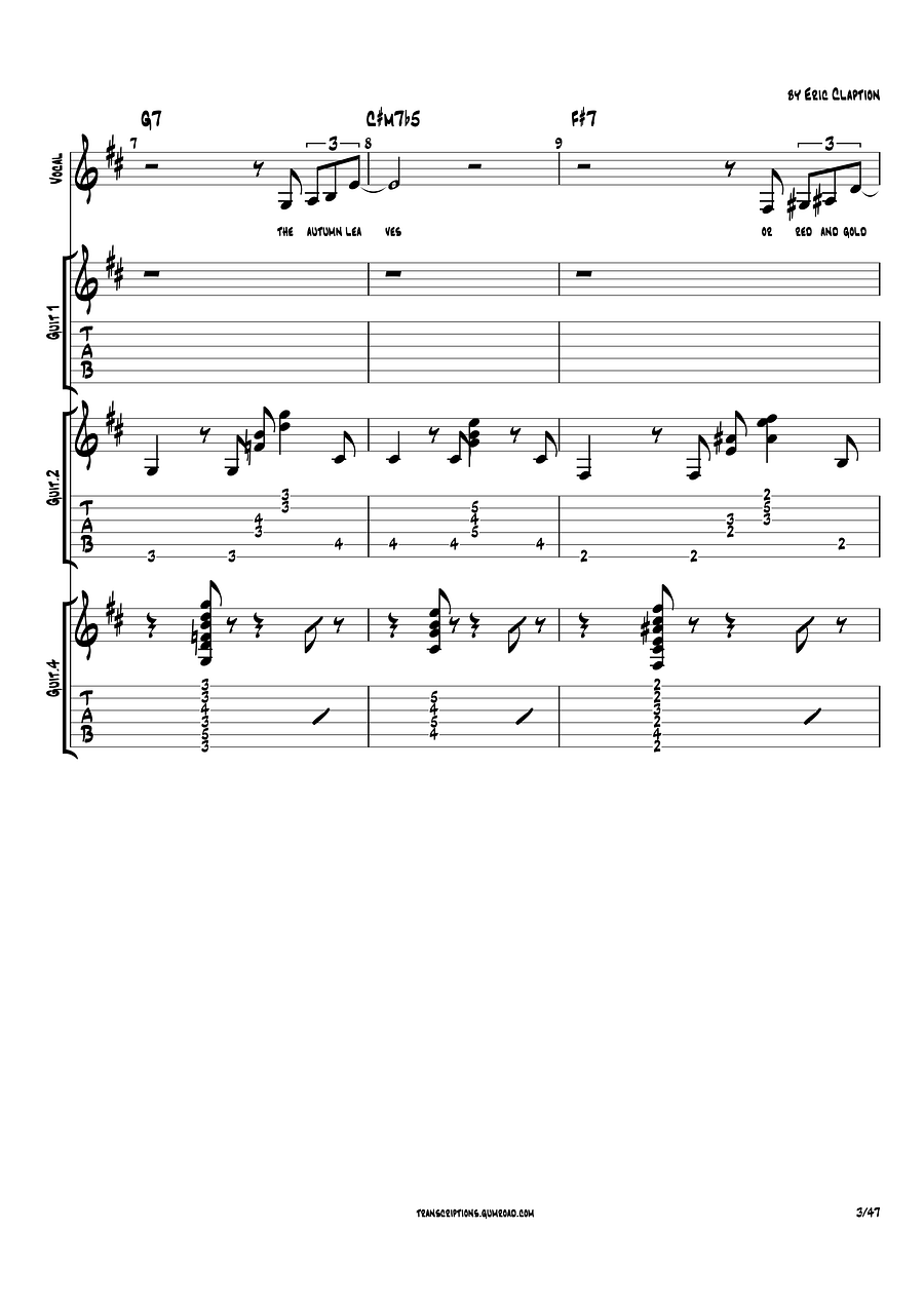 (Transcription PDF) Autumn Leaves - Eric Clapton product image (4)