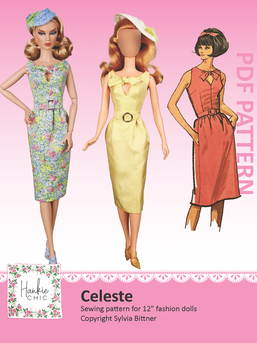 Celeste sewing pattern for 12" fashion dolls product image (1)