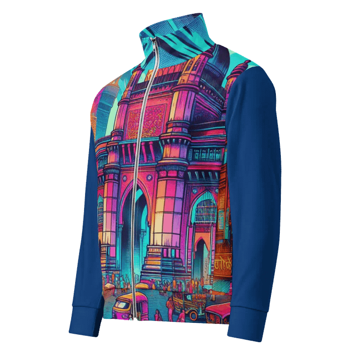 Neon Cityscape Unisex Track Jacket | AI Design product image (1)