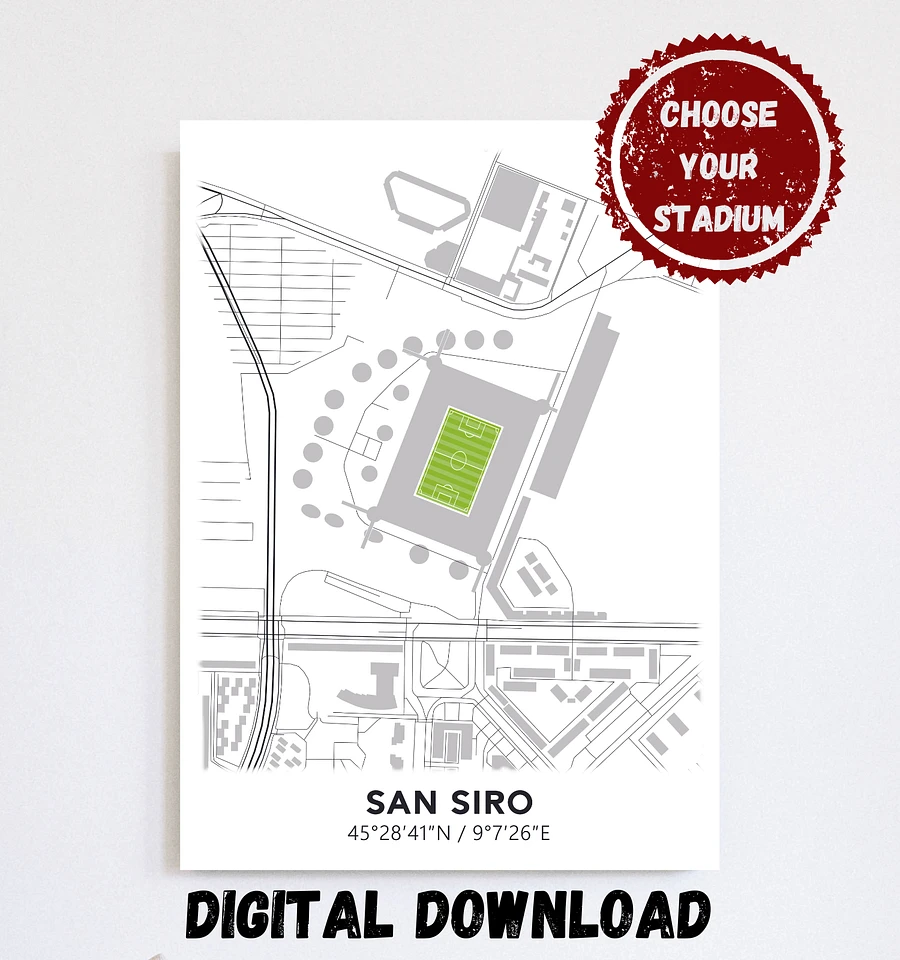 San Siro Stadium Map Design Digital Download product image (1)
