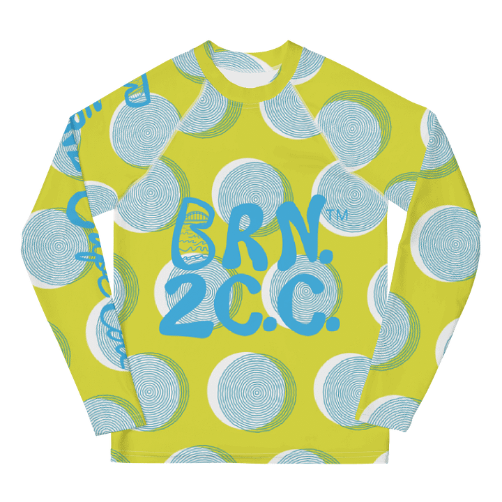 YOUTH | Rash Guard | BRN.2C.C.™ Front Graphic | BOURNE to Cape Cod™ Sleeve & Back Logo | Coastal Swim Shirt for Kids | UV Protection Activewear | Blue Logo | Citrine Circles product image (1)