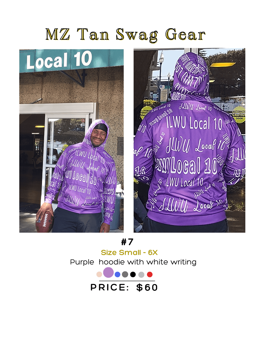 Purple and White All over ILWU local 10 hoodie product image (1)