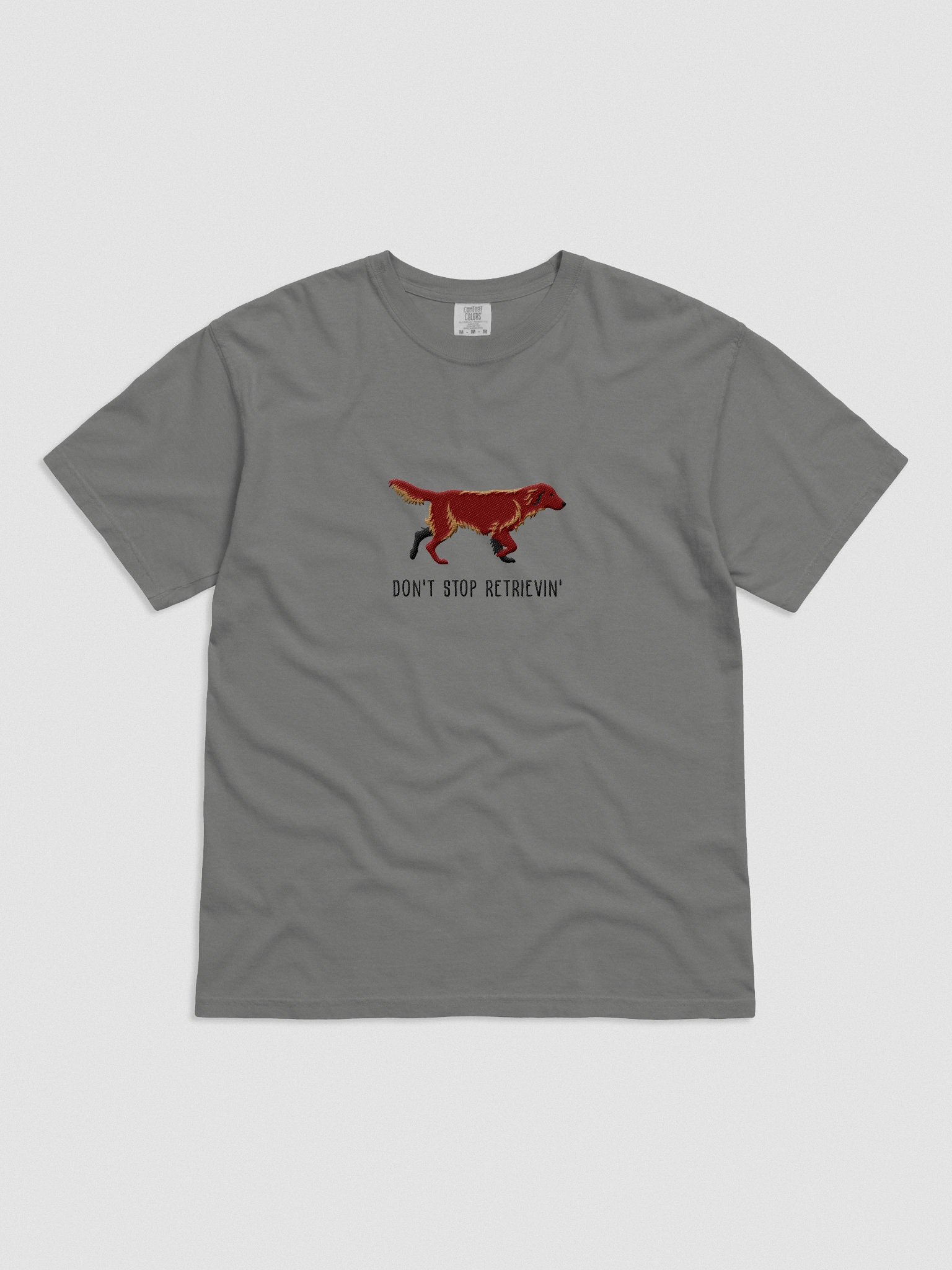 Don't Stop Retrievin' T-Shirt(Embroidered) of a Flat-Coated Retriever(Chocolate) product image (4)
