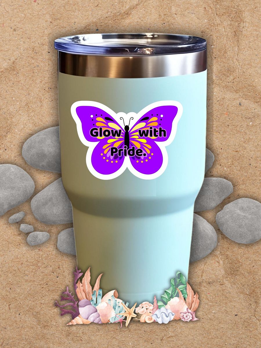 Glow with Pride – Purple Butterfly Inspirational Quote Sticker product image (3)