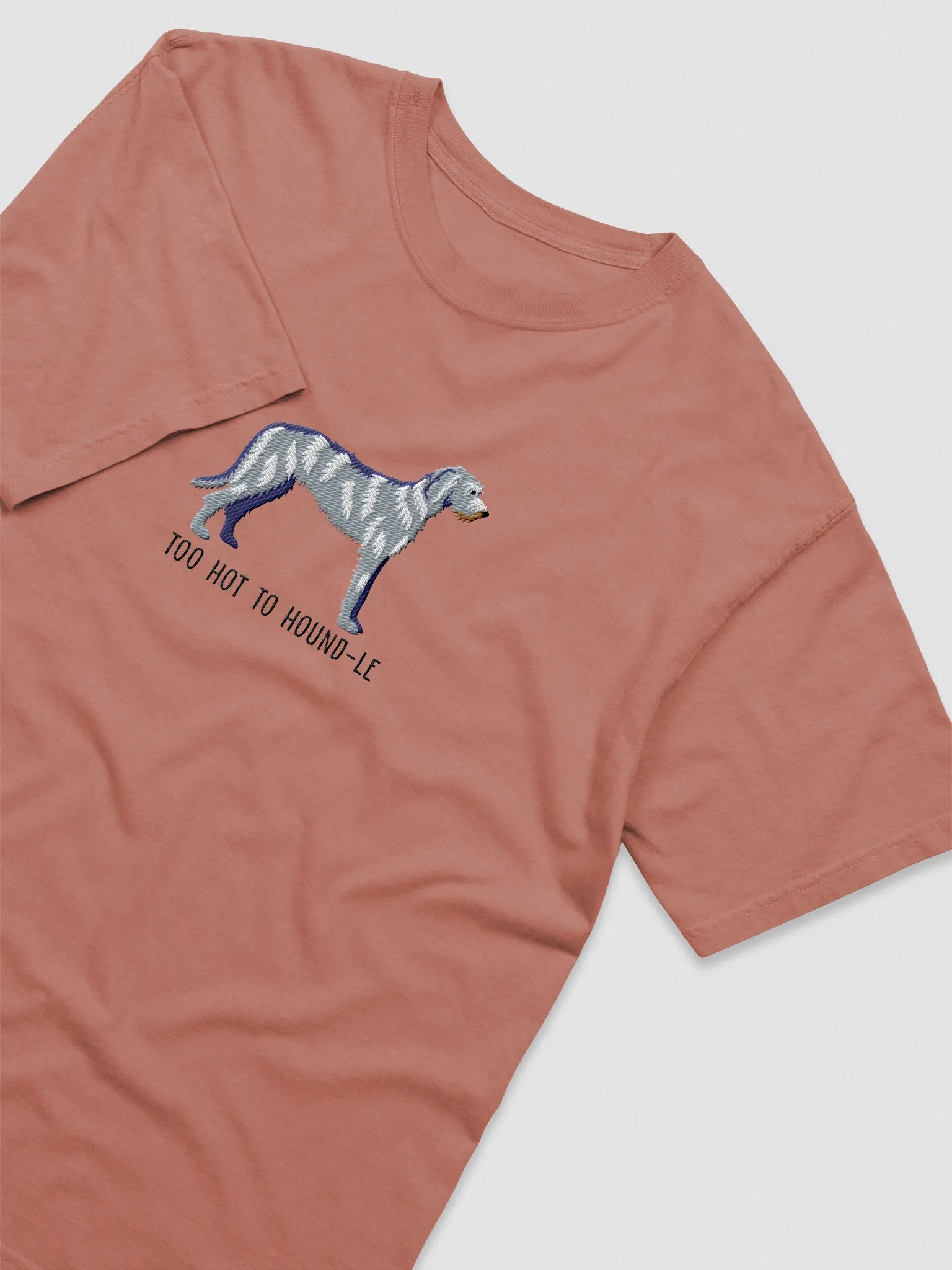 Too Hot to Houndle T-Shirt(Embroidered) of an Irish Wolfhound(Blue Brindle) product image (6)
