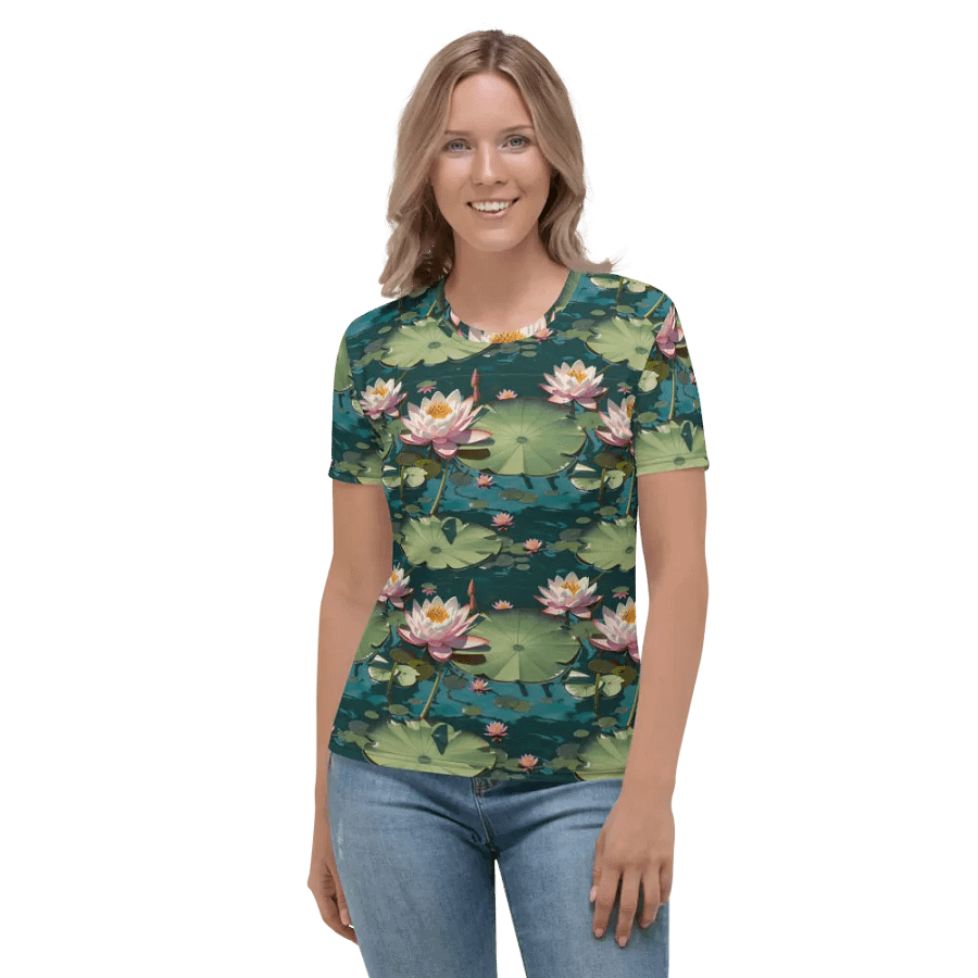 Floral Lily Pad Themed All Over Print T-shirt product image (2)