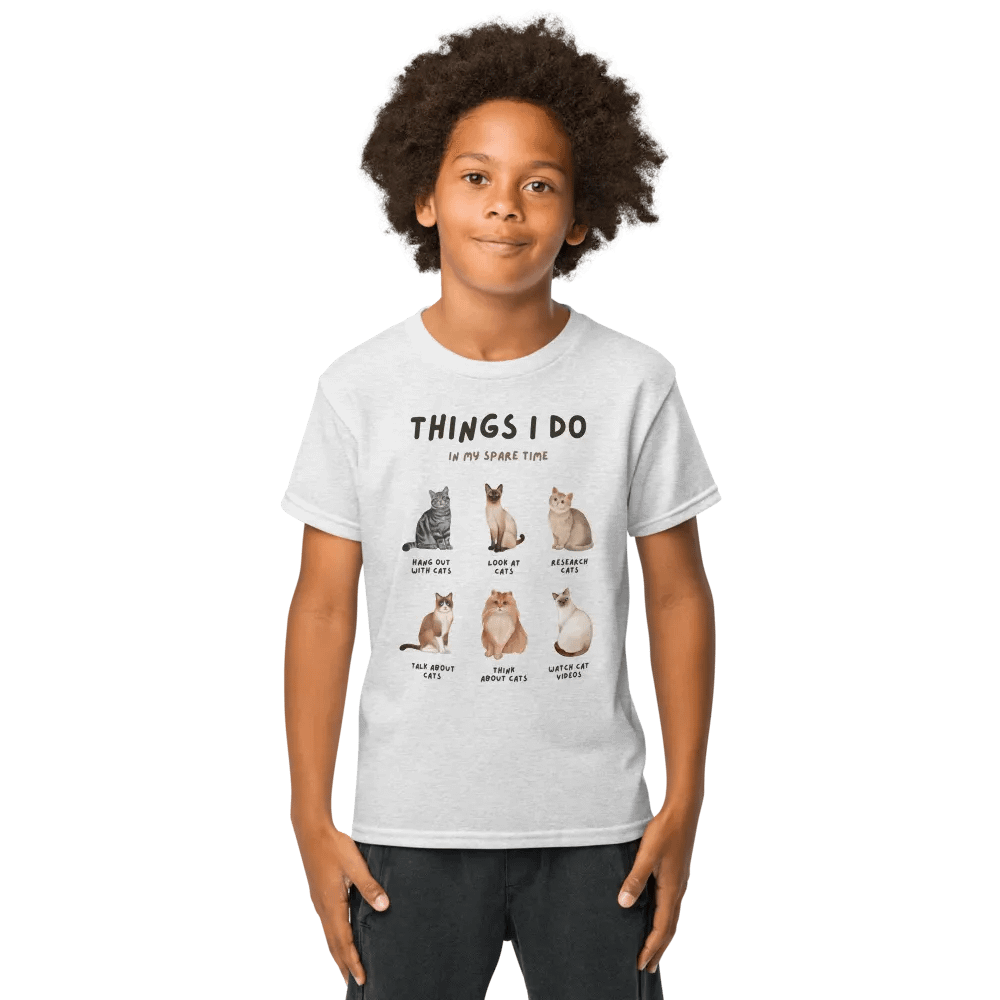 Things I Do: Cat Edition Kids Tee product image (3)