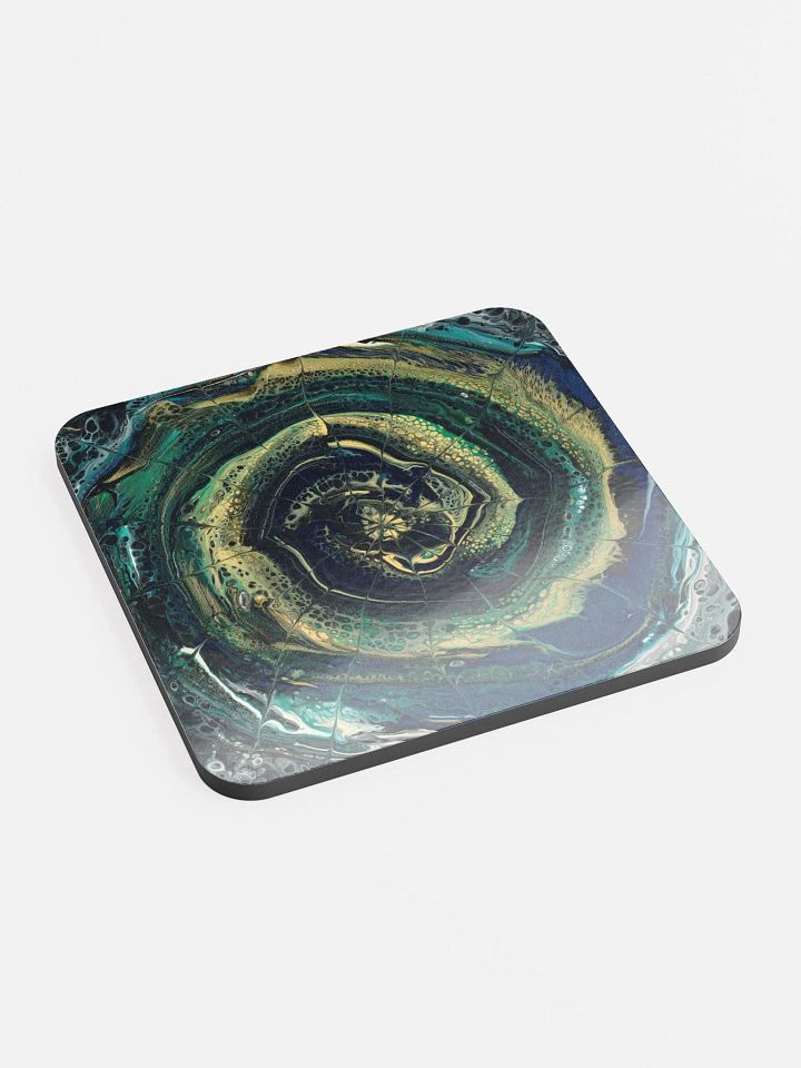 Midnight Halo - Abstract Acrylic Ring Pour, Set of 4 Printed Coasters product image (2)