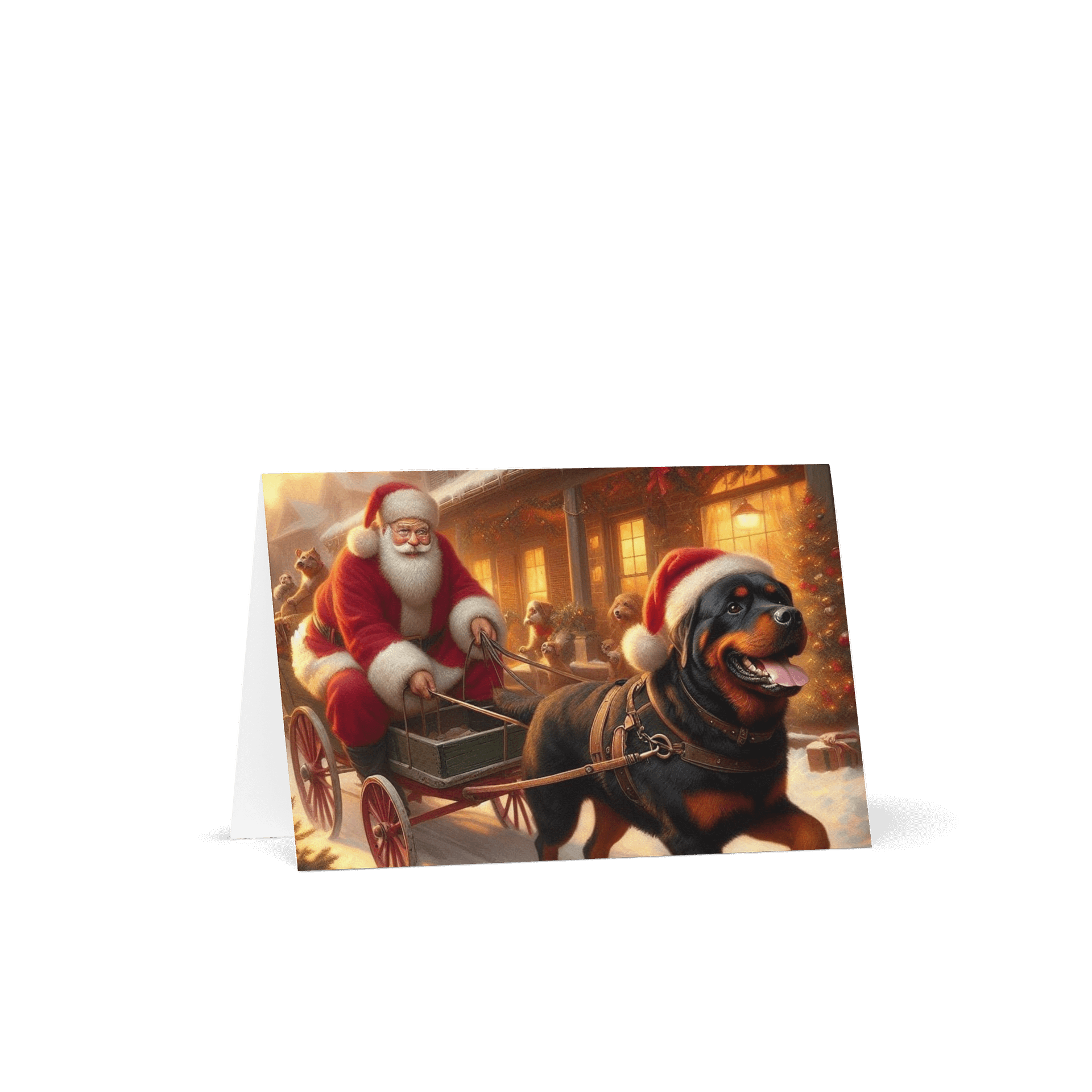 Rottweiler Santa's Sleigh Ride Greeting Card product image (1)