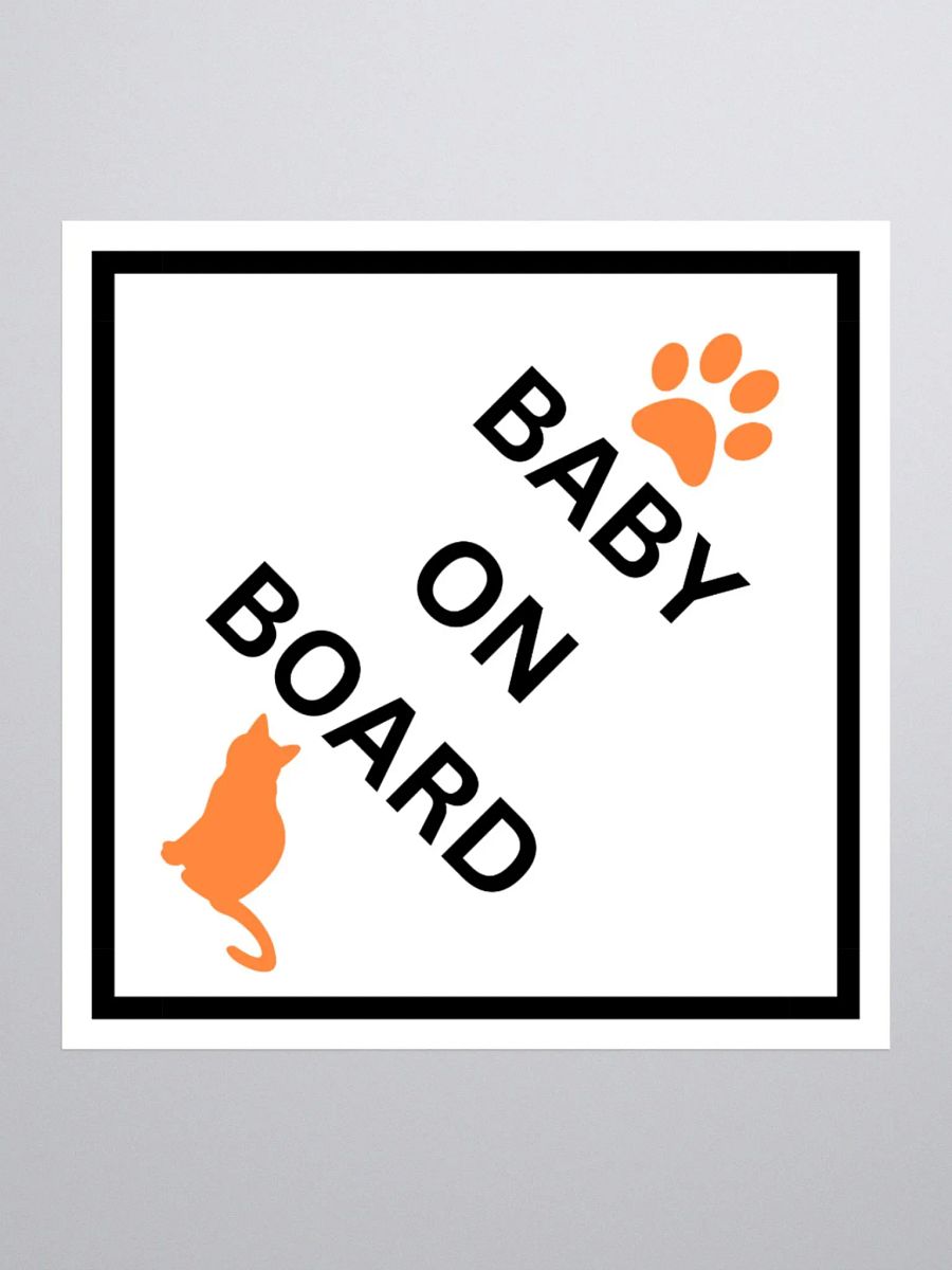 Cat Baby on Board Sticker - Orange on White product image (9)
