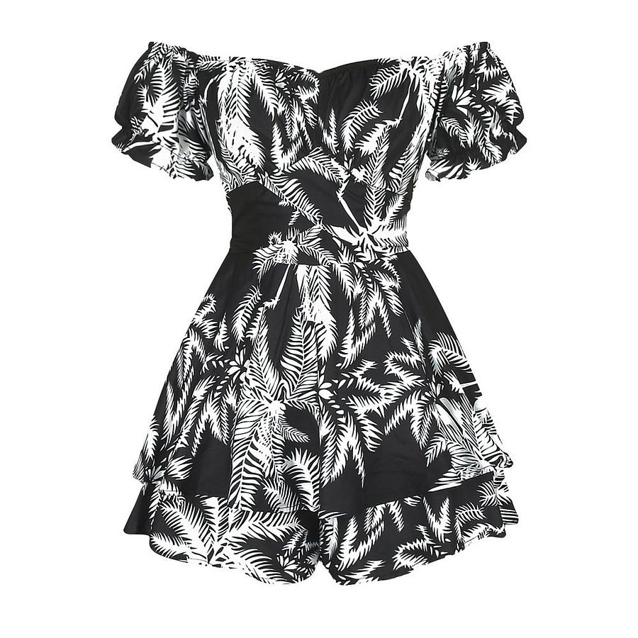 Women's Summer Short Sleeve Neck Pleated Floral Jumpsuit product image (10)