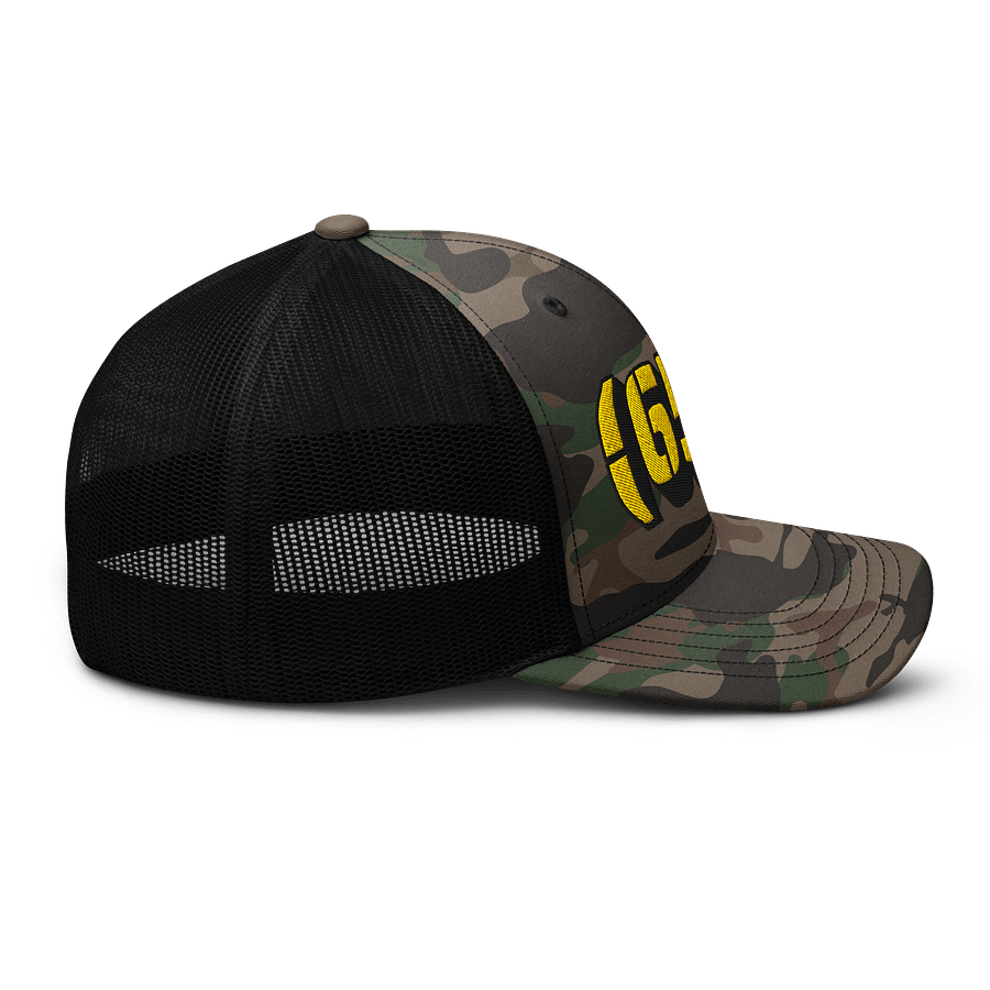 Yellow area code 650 Camo Trucker Hat product image (5)