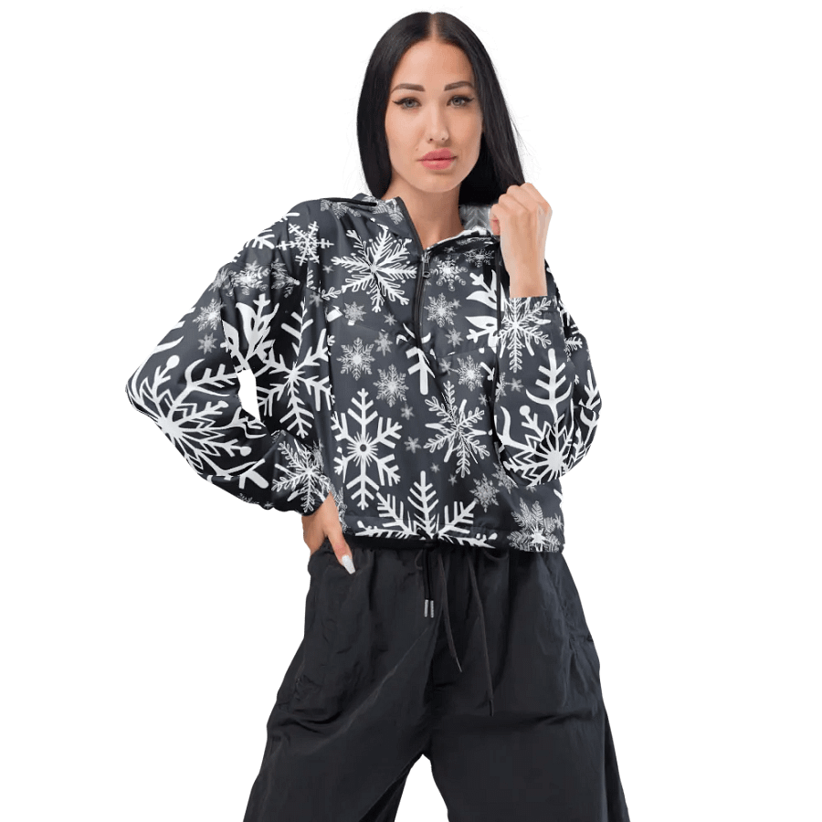 Snowflake Women’s Cropped Windbreaker product image (4)