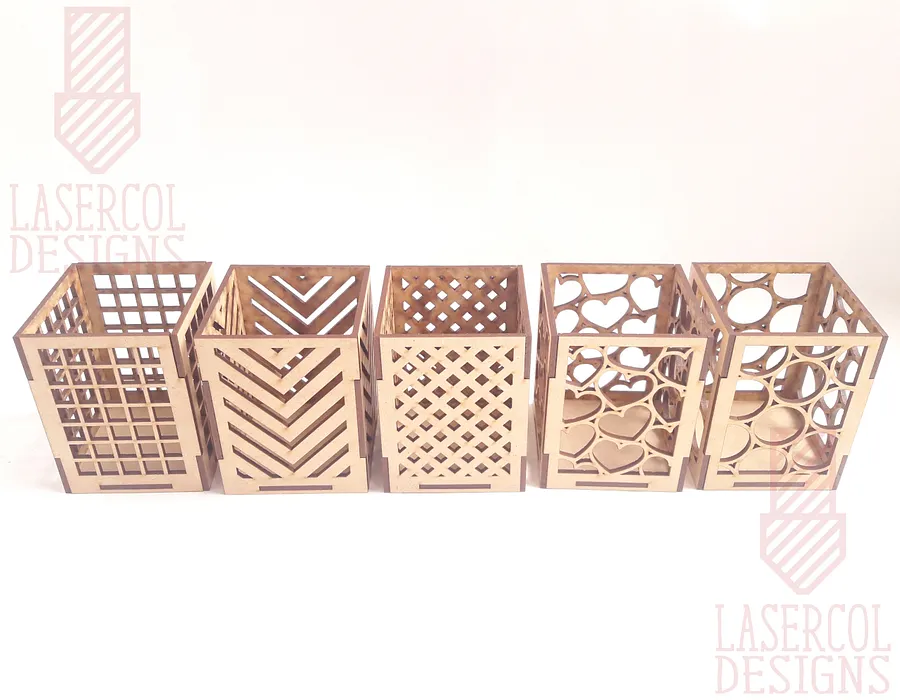 Pencil Holder (Ten Styles) File - Laser Cut Files product image (8)
